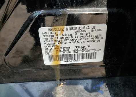 2014 Infiniti Q50 Hybrid Premium z USA, uszkodzony, nr VIN JN1AV7AP2EM692078